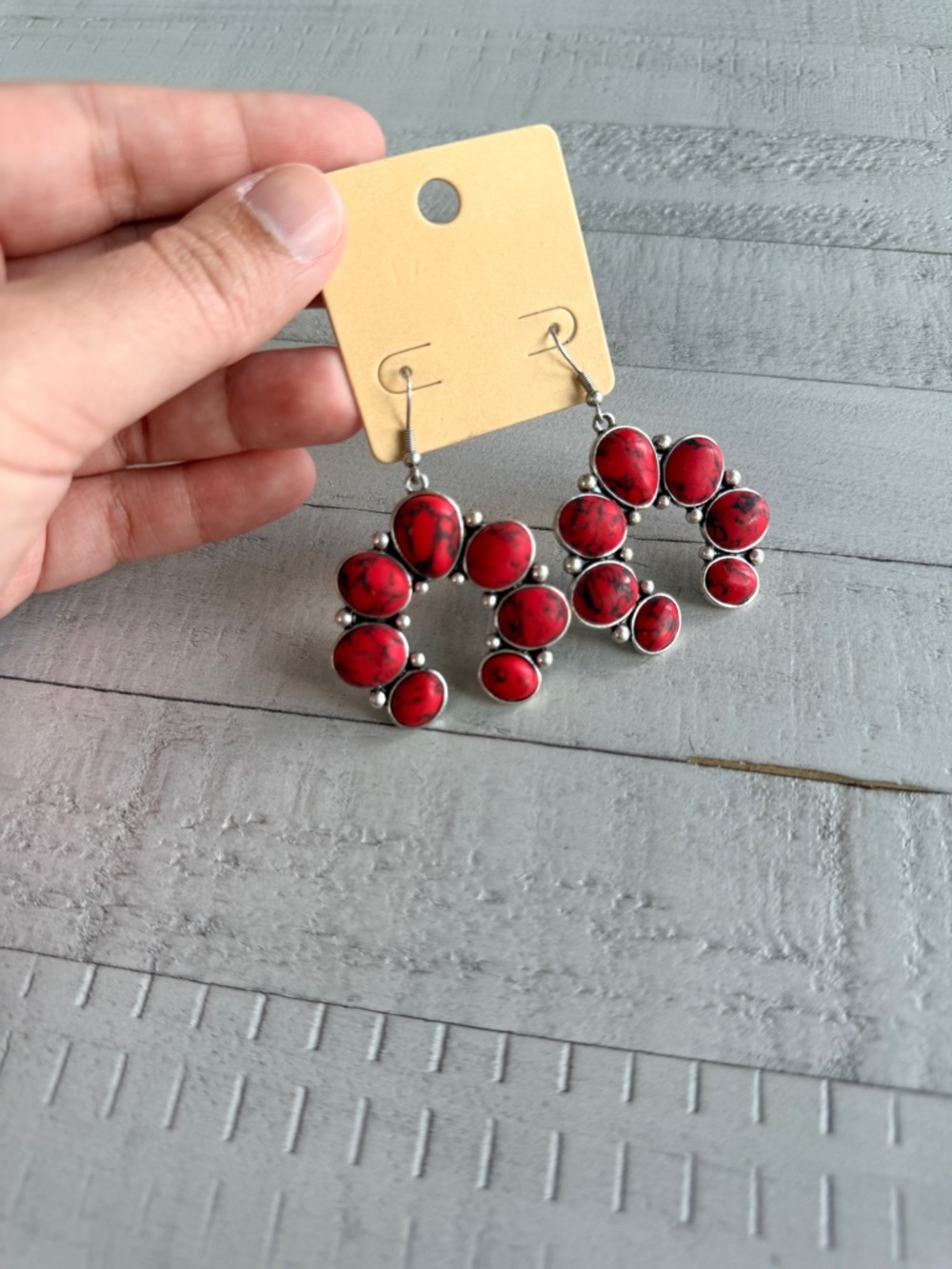 Western Fashion Red Stone Earrings - Women Jewelry